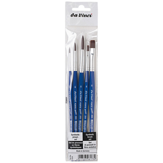 GREGORY DANIELS FINE ARTS INC da Vinci FORTE Basic Student Brush, Synthetic, Acrylic, Assorted, 5 Brush Set