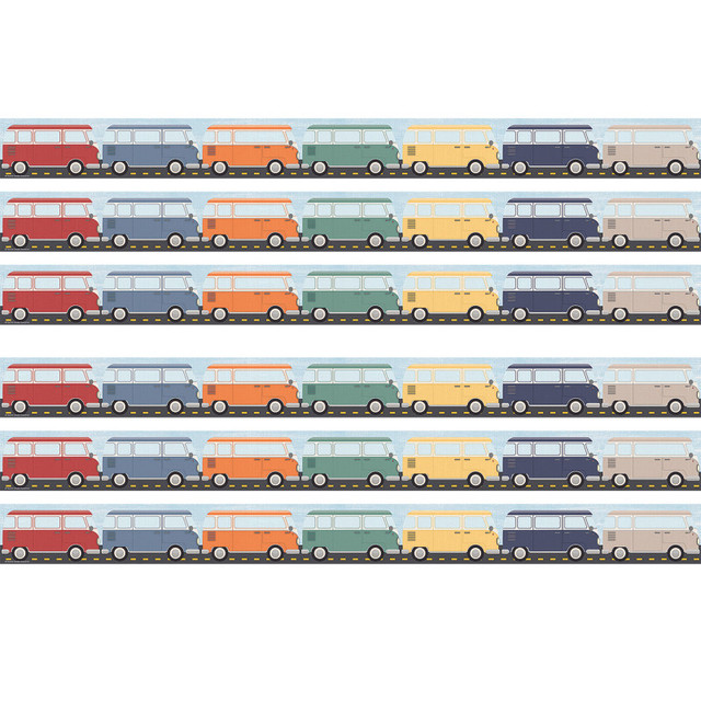 TEACHER CREATED RESOURCES Teacher Created Resources® Moving Mountains Road Trip Camper Vans Straight Border Trim, 35 Feet Per Pack, 6 Packs
