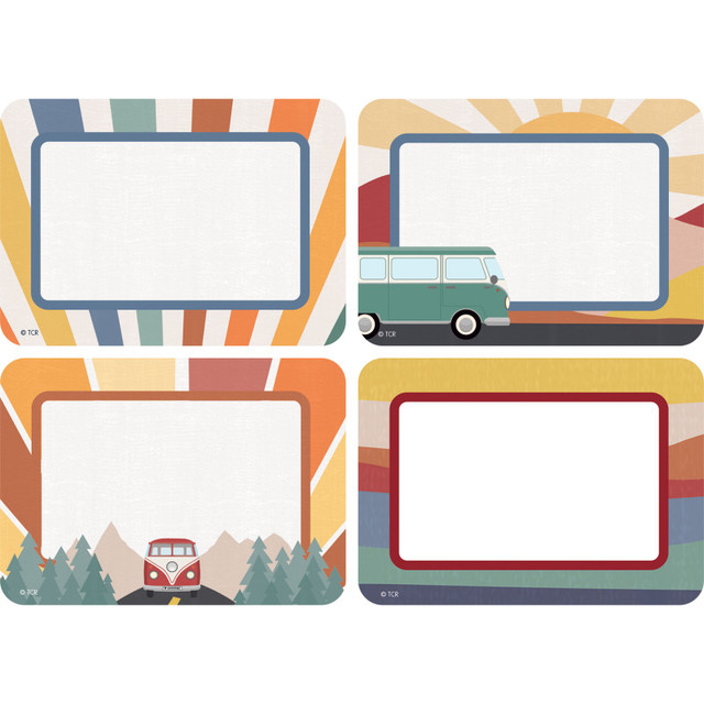 TEACHER CREATED RESOURCES Teacher Created Resources® Moving Mountains Road Trip Name Tags/Labels - Multi-Pack, 3-1/2" x 2-1/2", Pack of 36