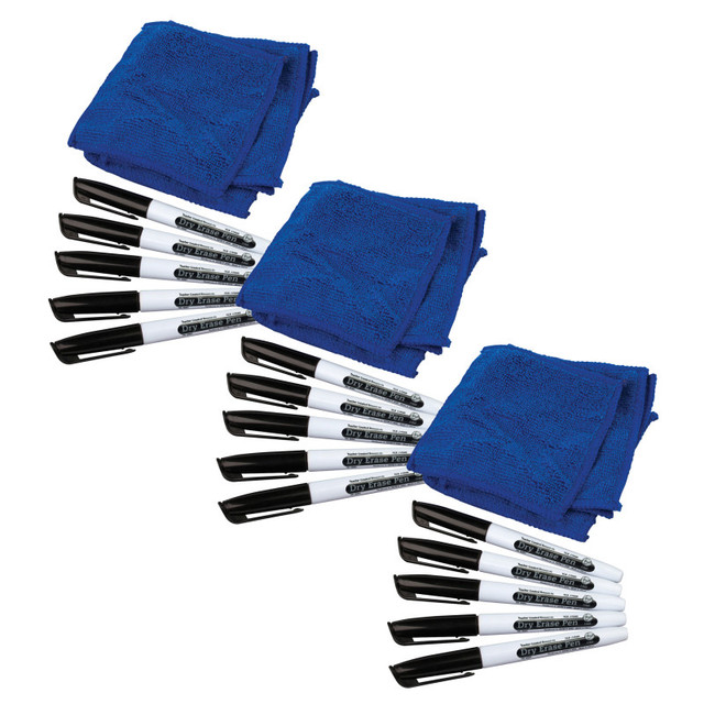 TEACHER CREATED RESOURCES Teacher Created Resources® Dry Erase Pens & Microfiber Towels, 5 Sets Per Pack, 3 Packs