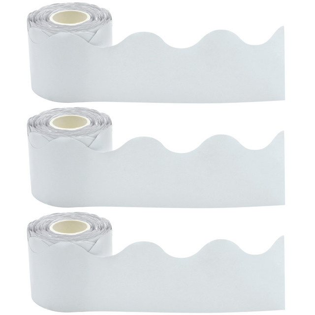 TEACHER CREATED RESOURCES Teacher Created Resources® White Scalloped Rolled Border Trim, 50 Feet Per Roll, Pack of 3