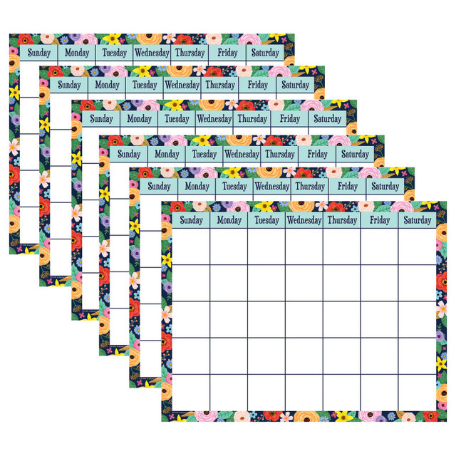 TEACHER CREATED RESOURCES Teacher Created Resources® Wildflowers Calendar Chart, 17" x 22", Pack of 6