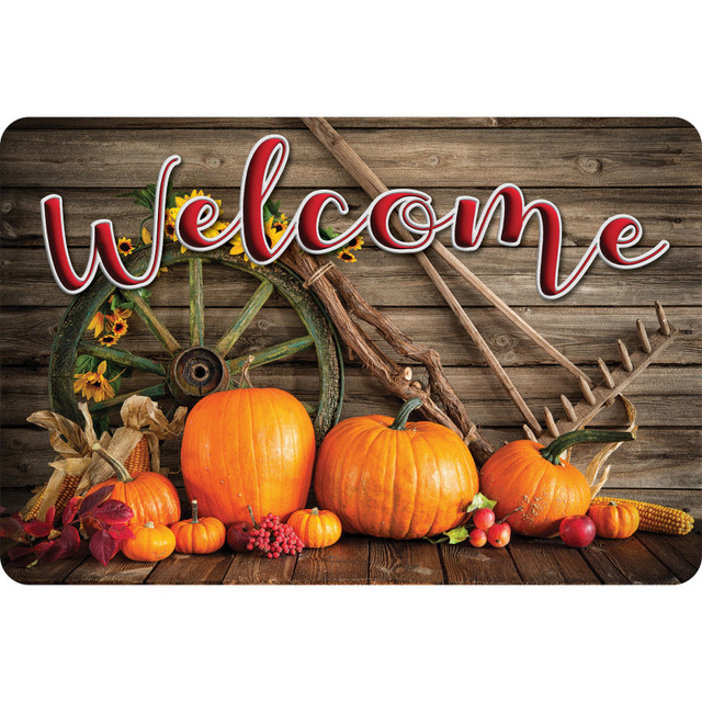 ASHLEY PRODUCTIONS Ashley Productions® The Original Fun Mat™, Welcome Mat, 15.5" x 23.5", Harvest Wheel Rake Welcome
