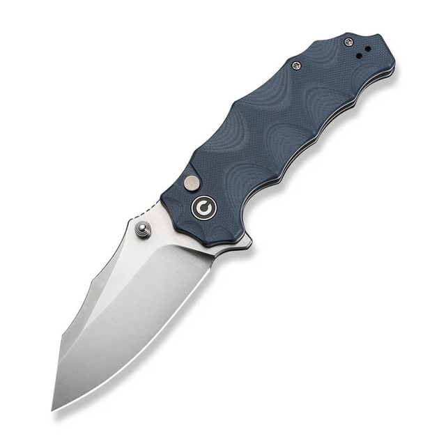 CIVIVI Knives Natterjack Flipper & Thumb Stud & Button Lock Knife Milled Neutral Blue G10 Handle