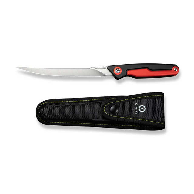 CIVIVI Knives Shawka Folding Fillet Knife Black And Red Aluminum Handle (5.81"" Satin Finished 14C28N Blade) C22029B-1, With 1PC Black Nylon Sheath CIVIVI Knives Shawka Folding Fillet Knife Black And Red Aluminum Handle (5.81"" Satin Finished 14C28N Blade) C22029B-1, With 1PC Black Nylon Sheath