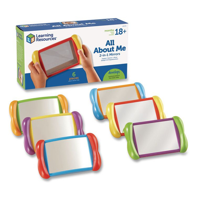 LEARNING RESOURCES LER3371 All About Me 2-in-1 Mirrors, Ages 18 Months and Up, Assorted Colors, 6 Pieces