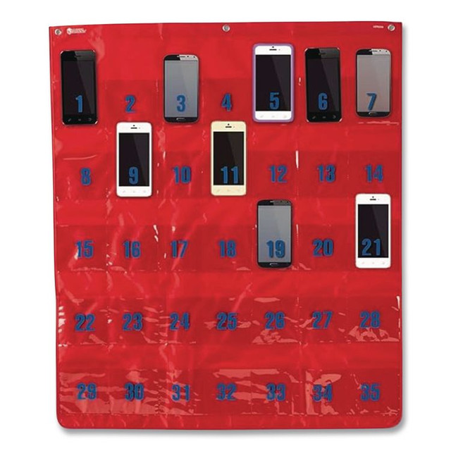 LEARNING RESOURCES LER0056 Multi-Use Storage Pocket Chart, 35 Pockets, 13 x 18, Red