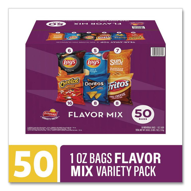FRITO-LAY, INC. 22002671 Flavor Mix Variety Pack, Assorted Flavors, 1 oz Bag, 50 Bags/Carton