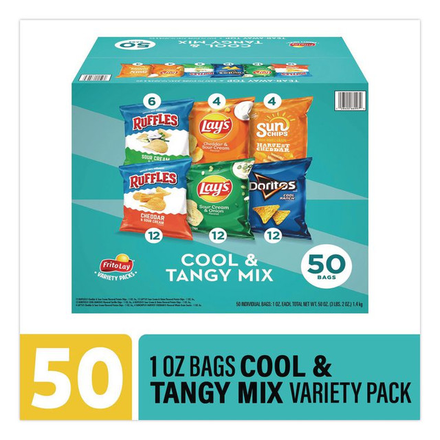 FRITO-LAY, INC. 22002669 Cool and Tangy Mix Variety Pack, Assorted Flavors, 1 oz Bags, 50 Bags/Carton