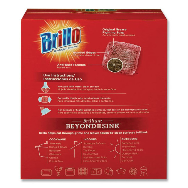 PUREX Brillo® 23318 Steel Wool Soap Pads, 2.5 x 3, Gray/Pink, 18 Pads/Box, 12 Boxes/Carton