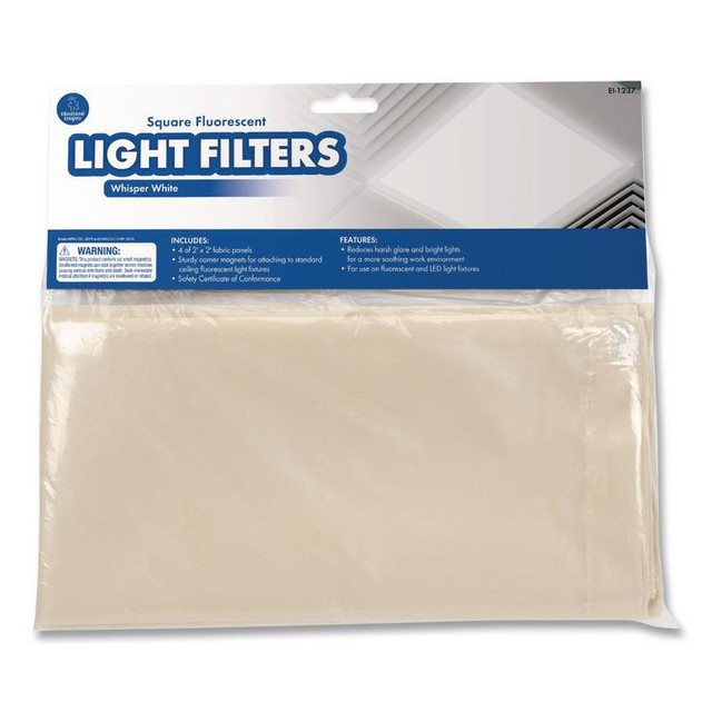 EDUCATIONAL INSIGHTS, INC 1237 Fluorescent Light Filter Covers, Square, 2 ft x 2 ft, Whisper White, 4 Covers