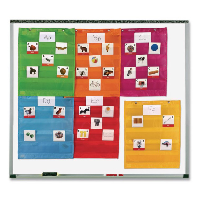LEARNING RESOURCES LER2386 Magnetic Pocket Chart Squares, Classroom/Teacher Organizer Set, 7 Pockets, Assorted Colors, Set of 6