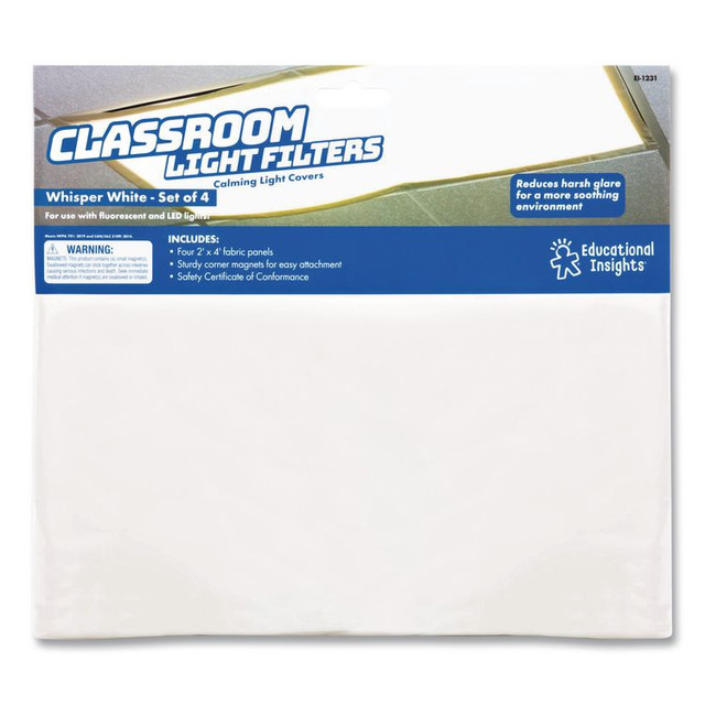 EDUCATIONAL INSIGHTS, INC 1231 Florescent Light Filter Covers, Square, 2 ft x 4 ft, Whisper White, 4 Panels