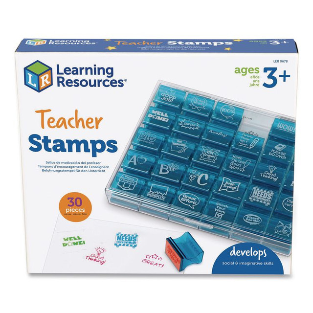 LEARNING RESOURCES LER0678 Teacher Stamps, Assorted Messages, 1.5" x 1.5", 30 Stamps