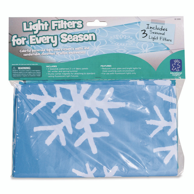 EDUCATIONAL INSIGHTS, INC 1233 Fluorescent Light Filter Covers, Rectangular, Seasonal Designs, Blue, 3 Covers