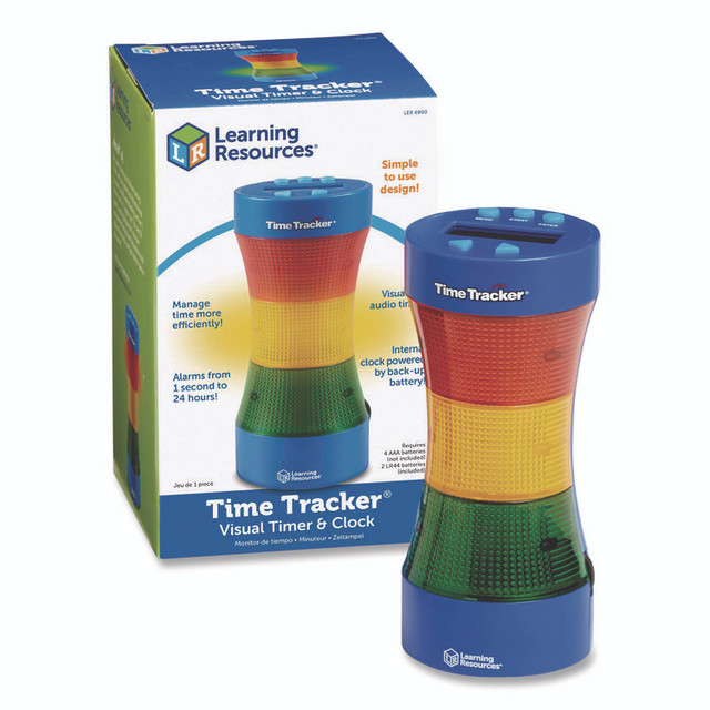 LEARNING RESOURCES LER6900 Time Tracker Visual Timer and Clock, LCD, 5.4 x 8.6 x 2.5, Assorted Colors