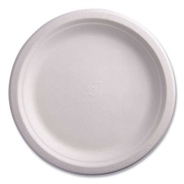 ECO-PRODUCTS,INC. EP-P013 Renewable Molded Fiber Plates, Sugarcane, 9" dia, Natural White, 500/Carton