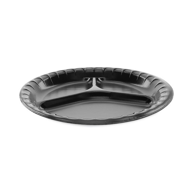 PACTIV EVERGREEN CORPORATION 0TKB0044000Y Placesetter Deluxe Laminated Foam Dinnerware, 3-Compartment Plate, 10.25" dia, Black, 540/Carton