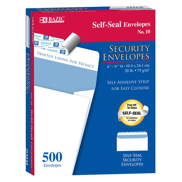 BAZIC PRODUCTS BAZIC Products® #10 Self-Seal Security Envelopes, Pack of 500
