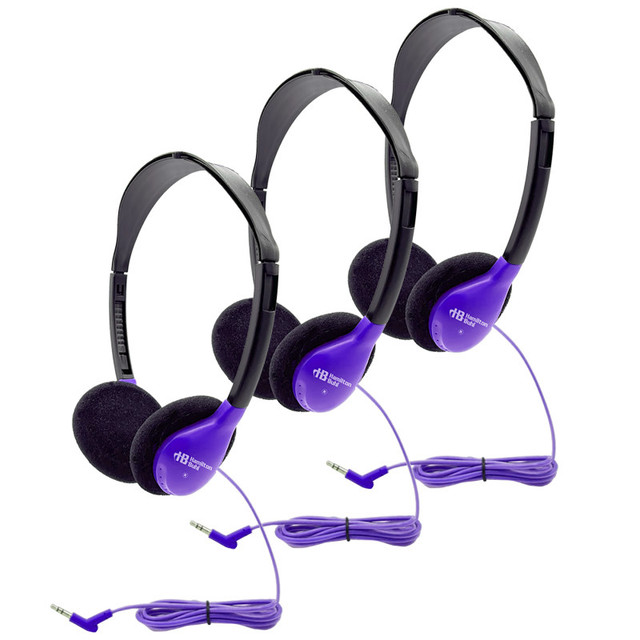 HAMILTON ELECTRONICS VCOM HamiltonBuhl® Personal On-Ear Stereo Headphone, Purple, Pack of 3