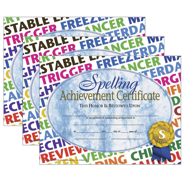 FLIPSIDE Hayes Publishing Spelling Achievement Certificate, 30 Per Pack, 3 Packs