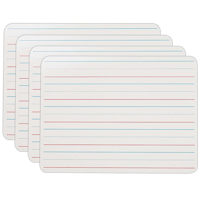 FLIPSIDE Flipside Products Two-Sided Dry Erase Board, Plain/Ruled, 9" x 12", Pack of 4