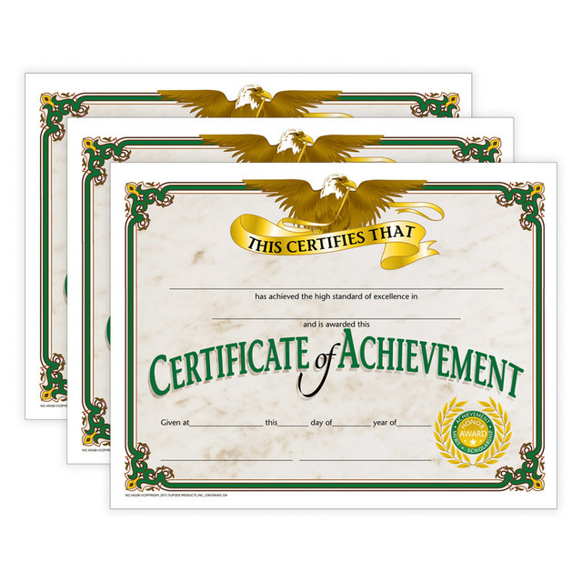 FLIPSIDE Hayes Publishing Certificate of Achievement, 30 Per Pack, 3 Packs