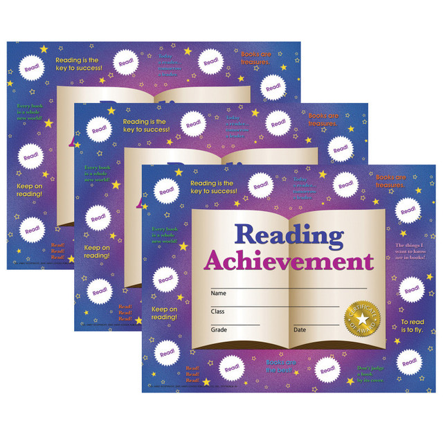 FLIPSIDE Hayes Publishing Reading Achievement Certificates and Reward Seals, 8.5" x 11", 30 Certificates Per Pack, 3 Packs