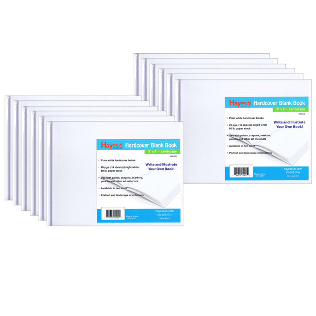 FLIPSIDE Hayes Publishing Hardcover Blank Book, Landscape 8" x 6", 28 Pages, Pack of 12