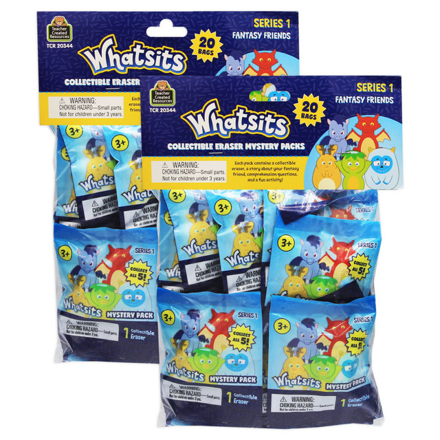 TEACHER CREATED RESOURCES Teacher Created Resources® Whatsits™ Collectable Erasers Mystery Packs: Fantasy Friends, 20 Per Set, 2 Sets