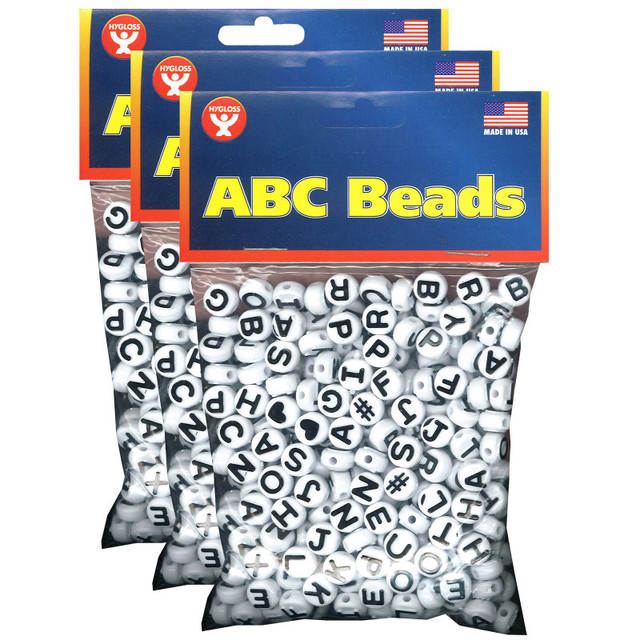 HYGLOSS PRODUCTS INC. Hygloss® ABC Beads, Black and White, 300 Per Pack, 3 Packs