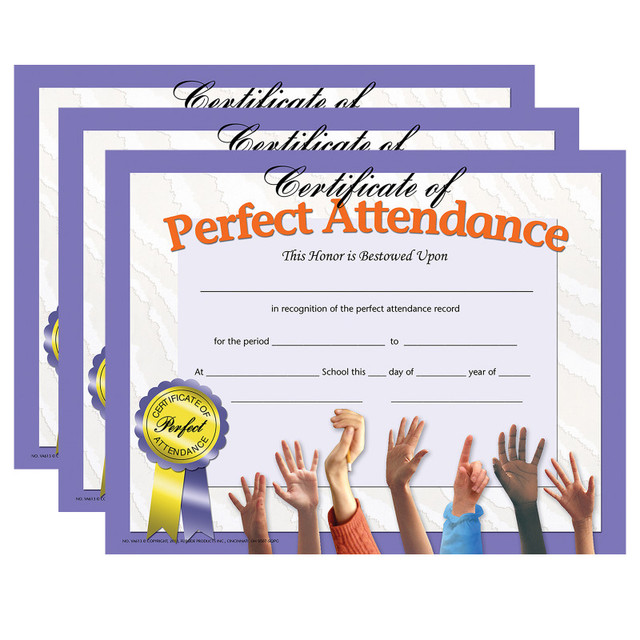 FLIPSIDE Hayes Publishing Certificate of Perfect Attendance, 30 Per Pack, 3 Packs