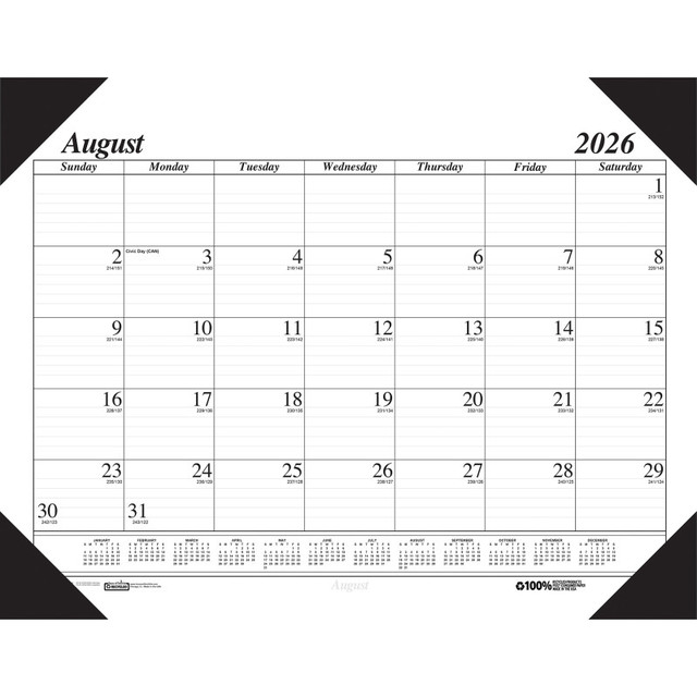 HOUSE OF DOOLITTLE House of Doolittle® Monthly Academic Calendar Economy Desk Pad, 17 Months (Aug-Dec), 22" x 17"