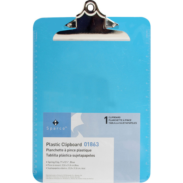 Business Source 01863BX Business Source Spring Clip Plastic Clipboard