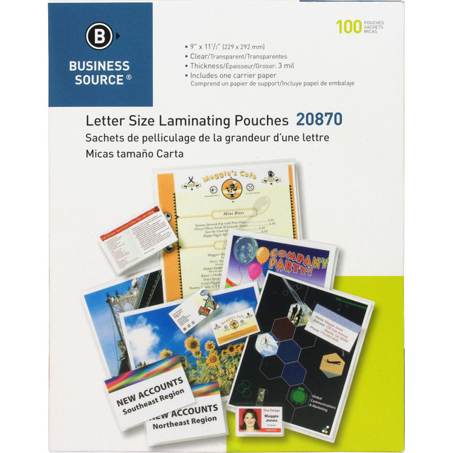 Business Source 20870 Business Source Letter Size Laminating Pouches