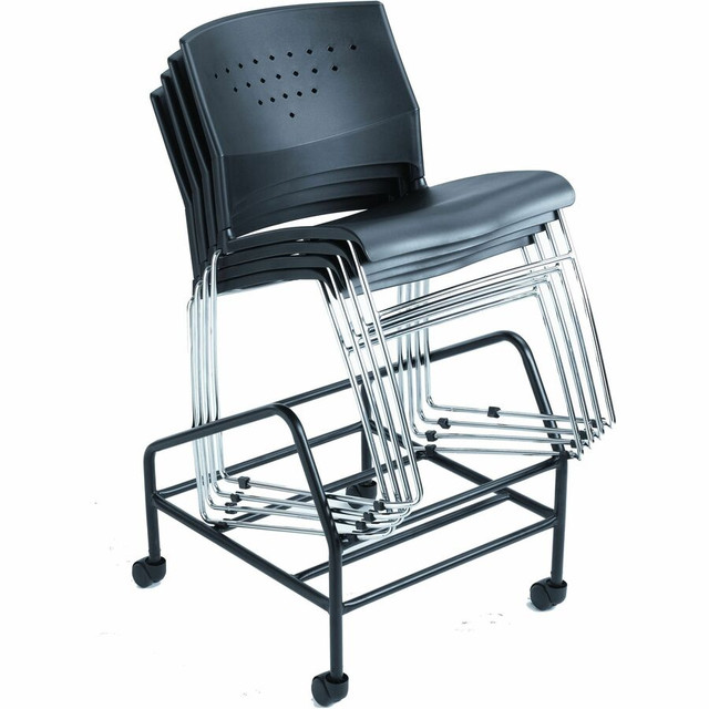 Norstar Office Products Inc Boss B1400-BK-1 Boss Black Stack Chair With Chrome Frame, 1Pc Pack