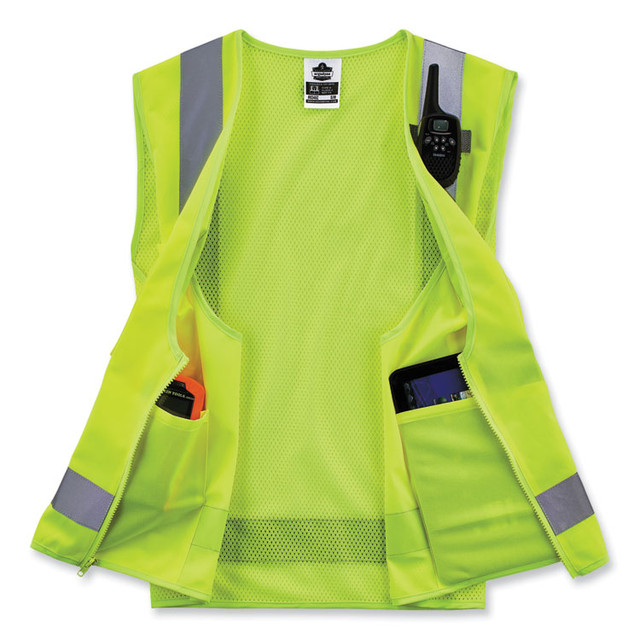 TENACIOUS HOLDINGS, INC. ergodyne® 24504 GloWear 8249Z-S Single Size Class 2 Economy Surveyors Zipper Vest, Polyester, Large, Lime