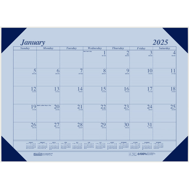 HOUSE OF DOOLITTLE House of Doolittle® Academic Ecotones Calendar Desk Pad, Orchid Paper/Cordovan Holder
