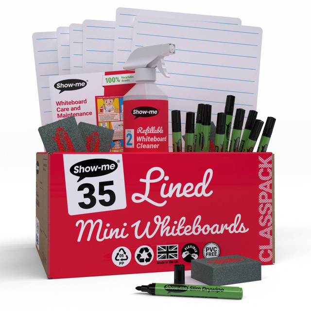 EASTPOINT USA LLC Show-me® Classpack of 35 x A4 Lined/Plain Lapboards, with Pens, Erasers, Cleaner EASTPOINT USA LLC Show-me® Classpack of 35 x A4 Lined/Plain Lapboards, with Pens, Erasers, Cleaner