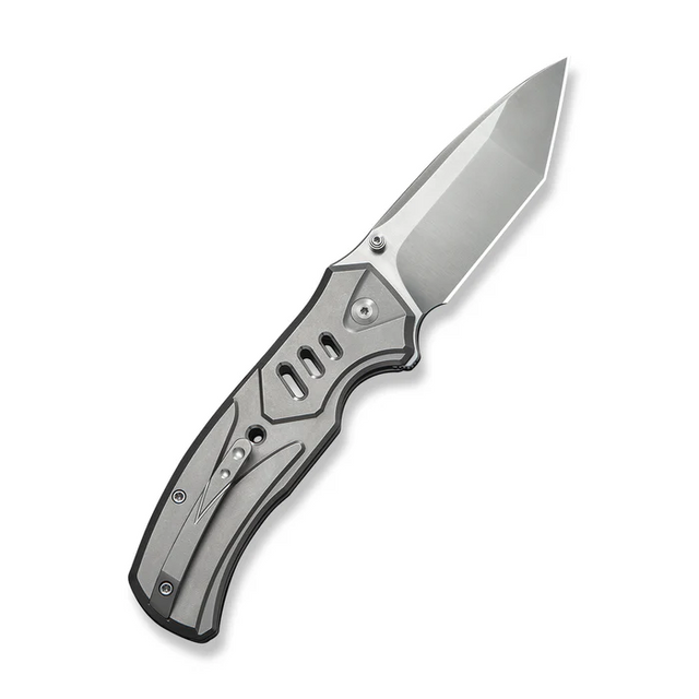 We Knife WE24094-2 WEKNIFE Zentron Flipper & Thumb Stud & Button Lock Knife Gray Titanium Handle We Knife WE24094-2 WEKNIFE Zentron Flipper & Thumb Stud & Button Lock Knife Gray Titanium Handle