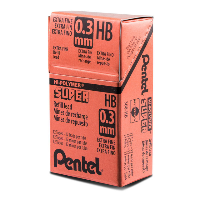 PENTEL OF AMERICA Pentel® Super Hi-Polymer Lead Refill (0.3mm) Extra Fine, HB, 12 Pieces/Tube, 12 Tubes/Box