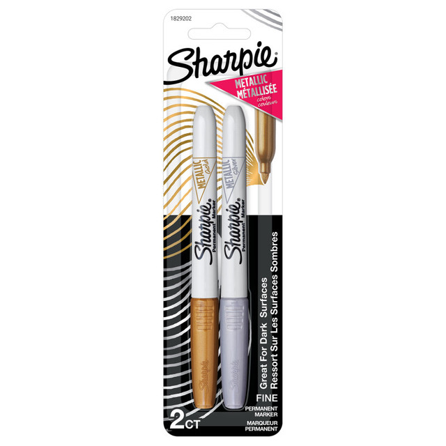 NEWELL BRANDS DISTRIBUTION LLC Sharpie® Metallic Permanent Markers, Fine Point, Gold & Silver, 2 Count