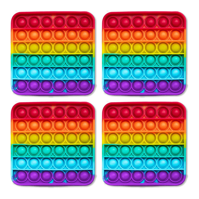 THE FIDGET GAME LTD The Fidget Game Rainbow Pop It Mats, Pack of 4