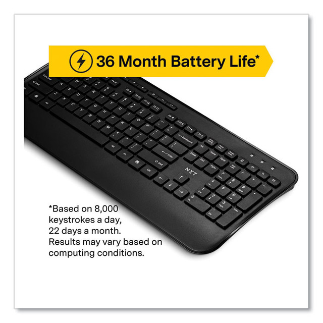 NXT TECHNOLOGIES 60881 Wireless Comfort Keyboard, 2.4 GHz Frequency/23 ft Wireless Range, Black