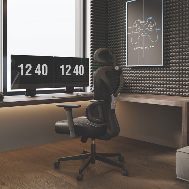 EUREKA ERGONOMIC GC06GY Norn Ergonomic Chair, Supports Up to 275 lb, 18.11" to 22.04" Seat Height, Black/Gray Mesh Seat/Back, Black Base