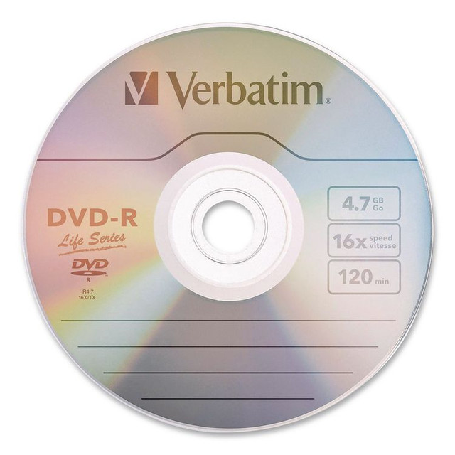 VERBATIM CORPORATION 97176 DVD-R LifeSeries Disc, 4.7 GB, 16x, Spindle, Silver, 50/Pack