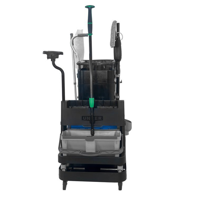 UNGER CRTDC DeepCleanRx Janitorial Carts, Plastic, 3 Shelves, 24 x 26 x 26, Black