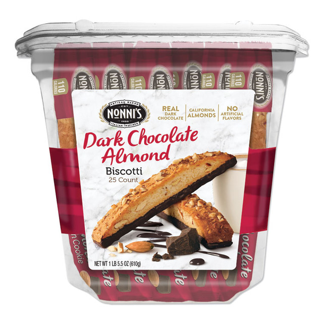 NONNI'S NSD97651 Biscotti, Dark Chocolate Almond, 0.85 oz Individually Wrapped, 25/Pack