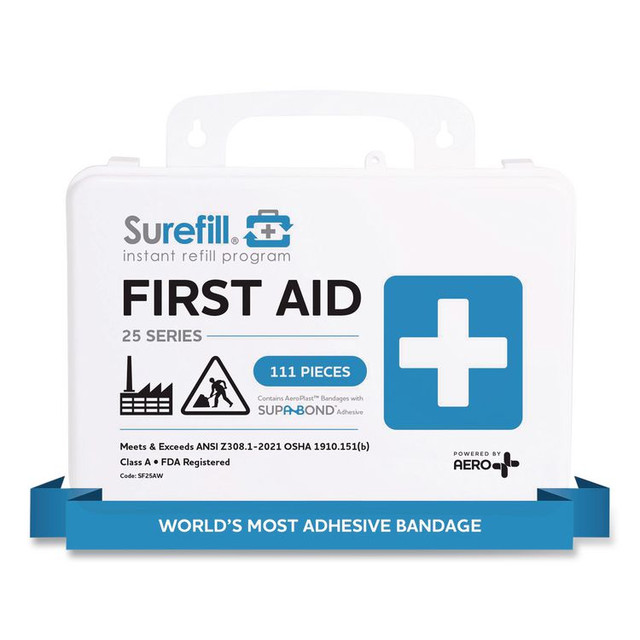 AERO HEALTHCARE SUREFILL™ SF25AW 25 ANSI 2021 A+ First Aid Kit, 111 Pieces, Weatherproof Plastic Case