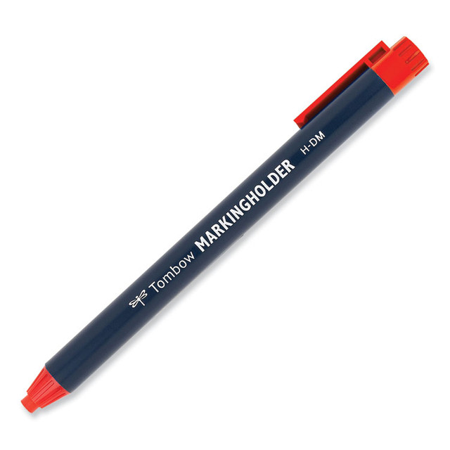 AMERICAN TOMBOW INC. 51537 Wax-Based Marking Pencil, Twist-Advance, 4.4 mm, Red Marks, Navy Blue Barrel, 10/Box